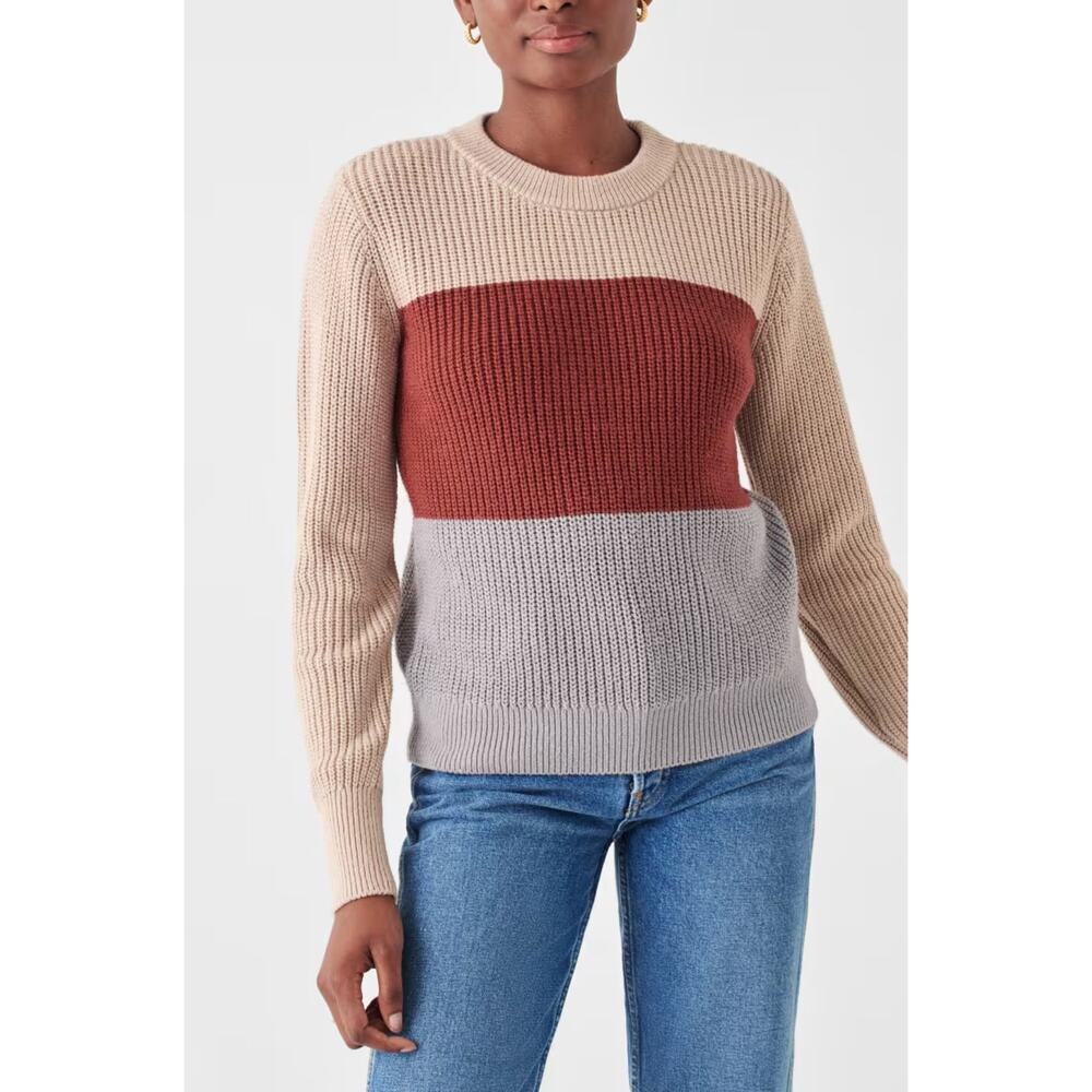 Faherty Cozy Cotton Crew Sweater Autumn Colorblock Size XS
